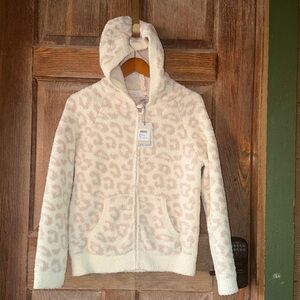 Barefoot Dreams Cream and Tan Leopard Puffer Jacket